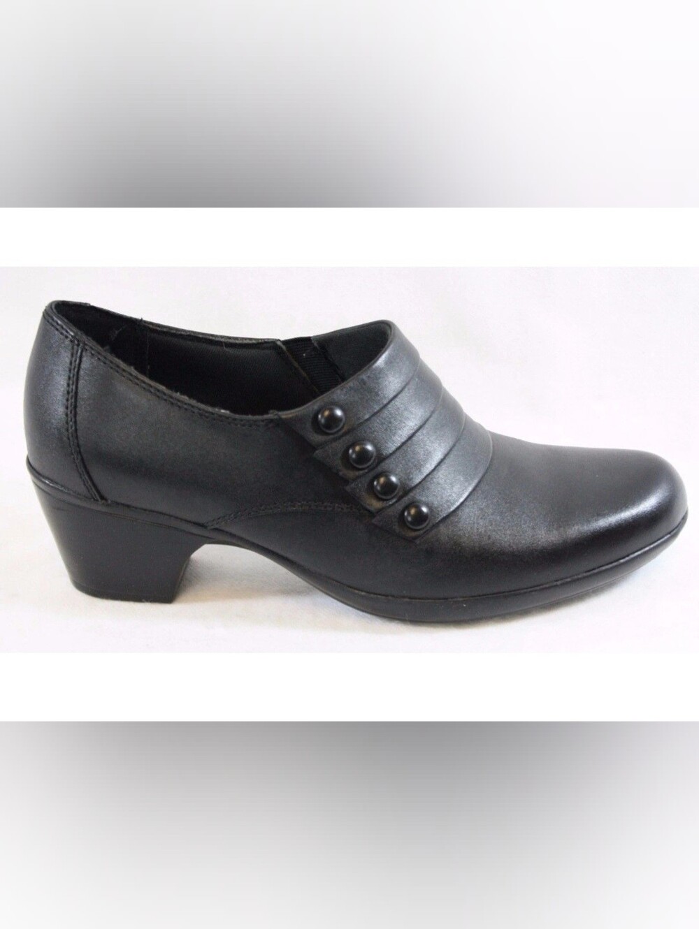 Clarks Bendebles Black Ingalls Falls Button-Accent Slip-On Shooties